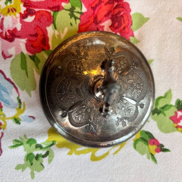 E.G. Webster Antique Triple Plate Victorian Etched Pickle Castor Jar with Tongs - Picture 10 of 15